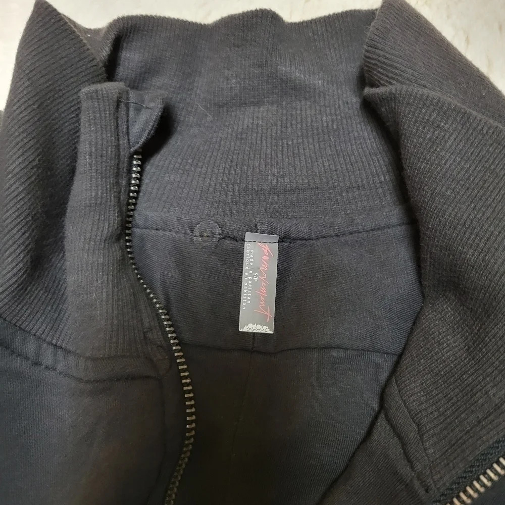 Free People Movement Women's S Foundation Jacket Zip Up Black Grey Cotton - Picture 7 of 9